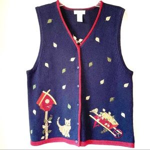 Vintage Christopher & Banks Embroidered Sweater Vest